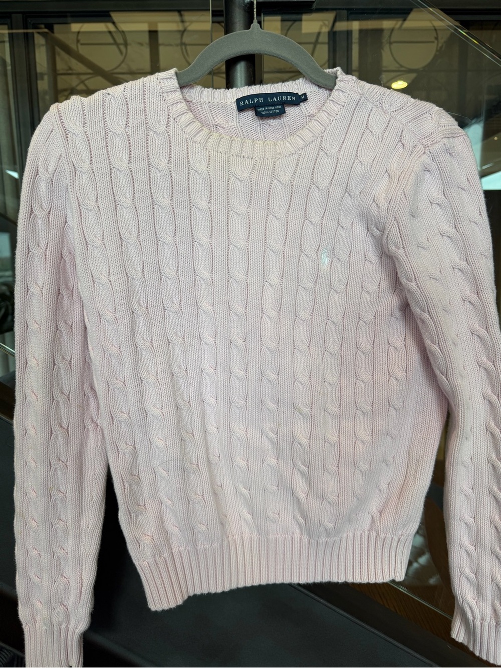 Ralph Lauren Women’s Pale Pink Cable-Knit Crewneck Sweater - Picture 2 of 7